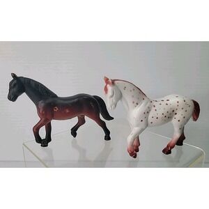 Vintage 1988 Funrise Knabstrup & Friesian Plastic Show Horse Figurines